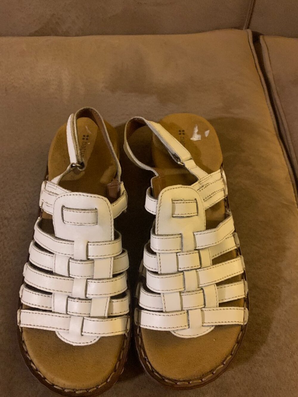 Naturalizer Pompano White Leather Huarache Fisherman Sandals Flat Size 9M